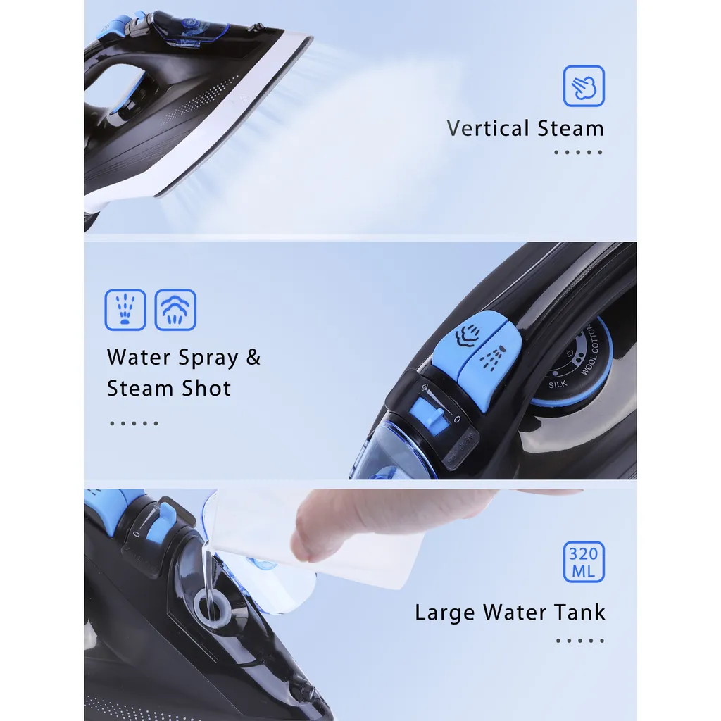 Aigostar SEAN 31QNM/ 199418 Kabelloses DampfbÃ1/4geleisen, Keramiksohle, 2600 Watt, Vertikaldampf, Anti-Kalk 5 Aigostar SEAN 31QNM/ 199418 Kabelloses DampfbÃ1/4geleisen, Keramiksohle, 2600 Watt, Vertikaldampf, Anti-Kalk – Bild 5