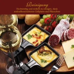 Clatronic Raclette Grill RG 3592 Schwarz / Party / Ideal Für 2 Personen / Tischgrill / Cool Touch-Gehäuse / Antihaftbeschichtet -Luft Wrame Haus Geschaft 4a2d9ceb1c6d4a493f31b0805a9ce923
