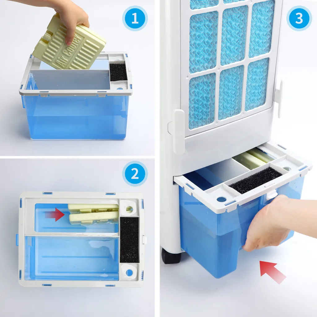Aigostar Koud - Luftkühler, Mobile Klimaanlage, Leise, Ventilator Mit Fernbedienung, 55W, 5L, 3 Geschwindigkeitsstufen, Klimagerät Ohne Abluftschlauch, Aircooler 3 In 1, Verdunstungskühlung, 7H Timer 3 Aigostar Koud - Luftkühler, Mobile Klimaanlage, Leise, Ventilator Mit Fernbedienung, 55W, 5L, 3 Geschwindigkeitsstufen, Klimagerät Ohne Abluftschlauch, Aircooler 3 In 1, Verdunstungskühlung, 7H Timer – Bild 3