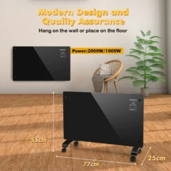 Aigostar Elektroheizung, Elektro Glasheizung, Konvektor-Heizung, LED Touchscreen Einstellbare Temperatur, 2000 W -Luft Wrame Haus Geschaft 4bb8f5e7103e54166dd07fe753ee6a50
