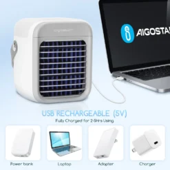Aigostar Ice Cube - Luftkühler, Luftkühler Mini Klimaanlage Mit 300 ML Wassertank, Mini Klimagerät Mit 3 Stufen & 7 Stimmungslichtern- Mobiles Klimagerät Für Schlafzimmer, Baby, Büro,im Freien 12 Aigostar Ice Cube - Luftkühler, Luftkühler Mini Klimaanlage Mit 300 ML Wassertank, Mini Klimagerät Mit 3 Stufen & 7 Stimmungslichtern- Mobiles Klimagerät Für Schlafzimmer, Baby, Büro,im Freien -Luft Wrame Haus Geschaft 4be666f02c3eff6a71a0ea3077e1c662