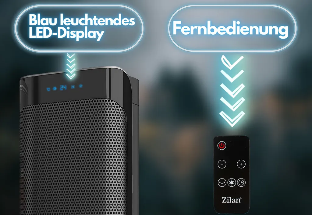 Zilan Keramik Heizlüfter | Heizstrahler | Oszillierend | 2 Leistungsstufen | 8h Timer | Fernbedienung | LED Display | Temperatureinstellung Von 10-35°C | 2000 Watt | 2 Zilan Keramik Heizlüfter | Heizstrahler | Oszillierend | 2 Leistungsstufen | 8h Timer | Fernbedienung | LED Display | Temperatureinstellung Von 10-35°C | 2000 Watt | – Bild 2