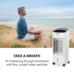 OneConcept Coolster 4-in-1 Klimagerät - Luftkühler, Ventilator, Ionisator Und Luftbefeuchter , 320 M³/h Luftstrom , Zuschaltbarer Oszillation , Abschalt-Timer Bis 9 H , Touch-Bedienung , Weiß -Luft Wrame Haus Geschaft 4c9e4ff253a085ef84bdecaf2e764924