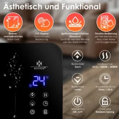 KESSER® Elektro Glasheizung Konvektor Elektroheizung Heizung Heizkörper Touch Display, Modell:Schwarz / 2000 Watt -Luft Wrame Haus Geschaft 4f118e8fca100d36f84cd9a8372338ba