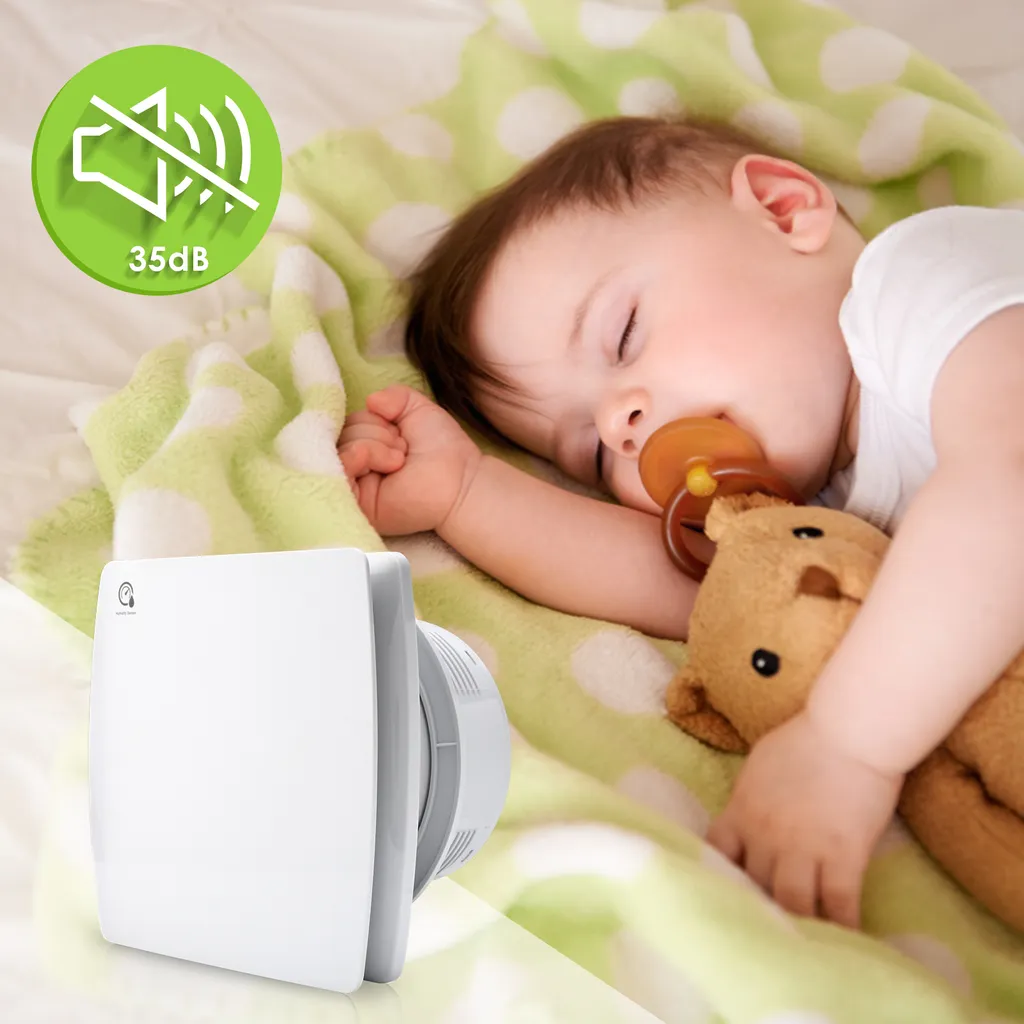 EINFEBEN Badlüfter 150mm Mit Feuchtigkeitssensor Und Einstellbarer Nachlaufzeit, Wandlüfter Mit Rückflussleitblech Und Timing-Funktion, Ventilator Lüfter Für Bad WC Küche Wandventilator Badezimmer 5 EINFEBEN Badlüfter 150mm Mit Feuchtigkeitssensor Und Einstellbarer Nachlaufzeit, Wandlüfter Mit Rückflussleitblech Und Timing-Funktion, Ventilator Lüfter Für Bad WC Küche Wandventilator Badezimmer – Bild 5