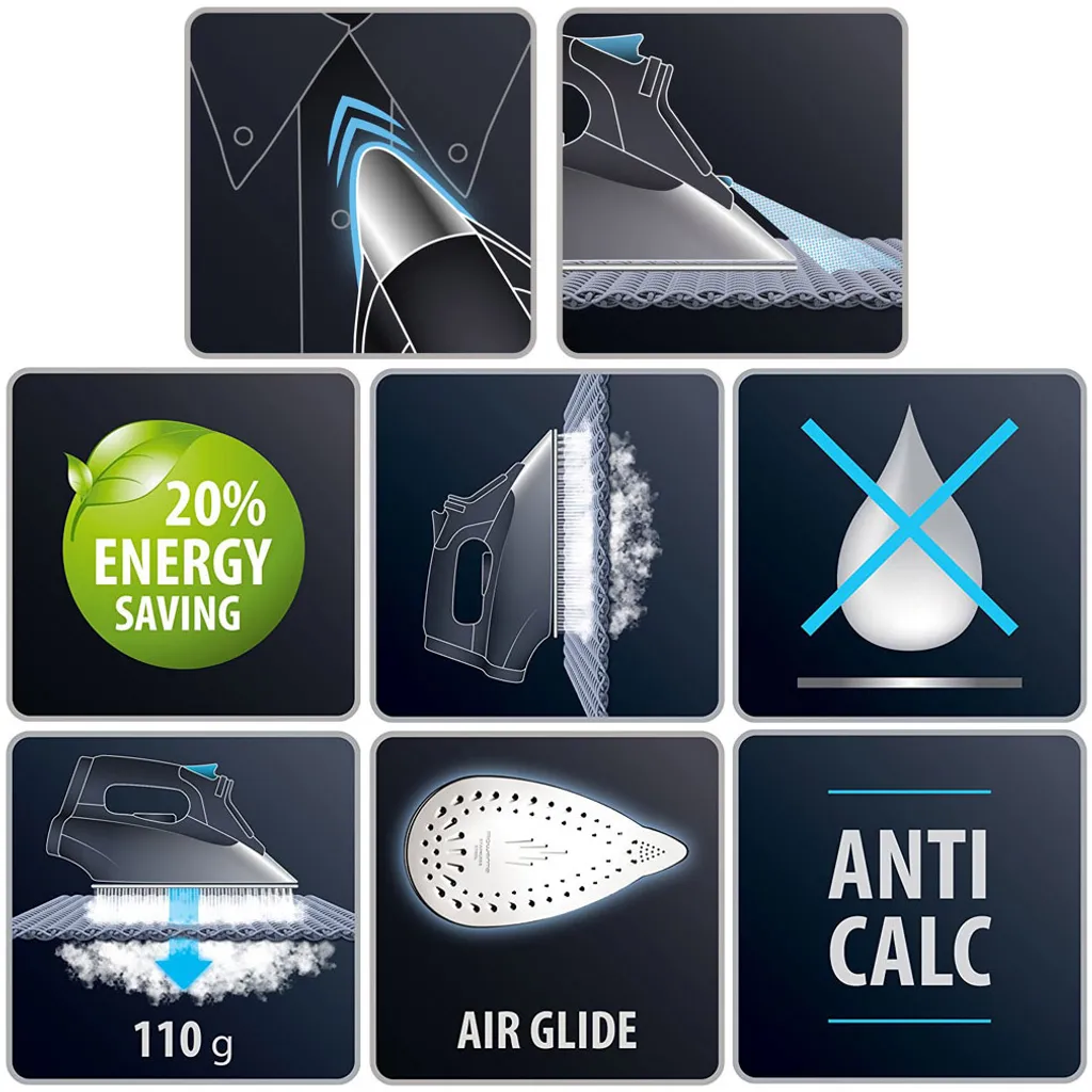 Rowenta Effective DW 1120 Dampfbügeleisen 30 G/min, Dampfstoß 110 G, Edelstahl-Bügelsohle, Tropfstopp, Anit-Kalk, 2200 Watt, Bügeleisen 10 Rowenta Effective DW 1120 Dampfbügeleisen 30 G/min, Dampfstoß 110 G, Edelstahl-Bügelsohle, Tropfstopp, Anit-Kalk, 2200 Watt, Bügeleisen – Bild 10