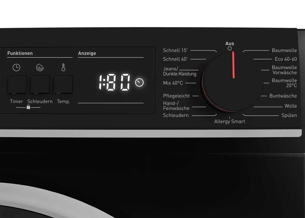 Sharp ES-W814IAB1-DE Waschmaschine (8 Kg / 1400 U/Min) Mit LED Display, Inverter Motor, Überlaufschutz Und AquaStop (schwarz) 5 Sharp ES-W814IAB1-DE Waschmaschine (8 Kg / 1400 U/Min) Mit LED Display, Inverter Motor, Überlaufschutz Und AquaStop (schwarz) – Bild 5