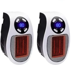 500 Watt Keramik Heizlüfter Mini Heizlüfter Sparsamer Tragbarer Raumheizer Steckerheizung Mit Thermostat Und Timer, Für Büro, Schlafzimmer, Wohnzimmer 2-teilig (weiß Ohne Fernbedienung)