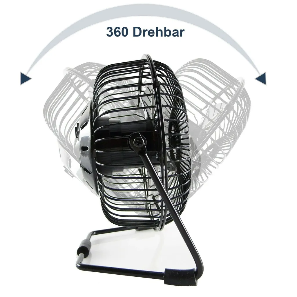 15cm Mini USB-Tischventilator Ventilator Aus Metall Mit LED-Animation Für Temperatur Und Uhrzeit - Stufenlos Neigbar Um 360°, Energiesparend, Extrem Leise 5 15cm Mini USB-Tischventilator Ventilator Aus Metall Mit LED-Animation Für Temperatur Und Uhrzeit - Stufenlos Neigbar Um 360°, Energiesparend, Extrem Leise – Bild 5