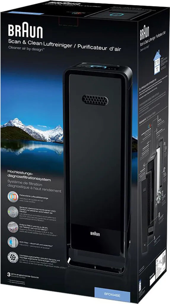 BRAUN Luftreiniger BFD104BE2 SCAN & CLEAN Raumgröße: 129 M² Dreifachfiltrierungssystem Schwarz 6 BRAUN Luftreiniger BFD104BE2 SCAN & CLEAN Raumgröße: 129 M² Dreifachfiltrierungssystem Schwarz – Bild 6