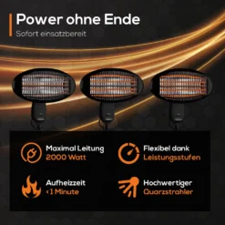 TroniTechnik Quartz-Heizstrahler Mit 3 Stufen, Verstellbarer Teleskopstange Und Kopf 30 TroniTechnik Quartz-Heizstrahler Mit 3 Stufen, Verstellbarer Teleskopstange Und Kopf -Luft Wrame Haus Geschaft 546492311d24a554e9983d54d525484a