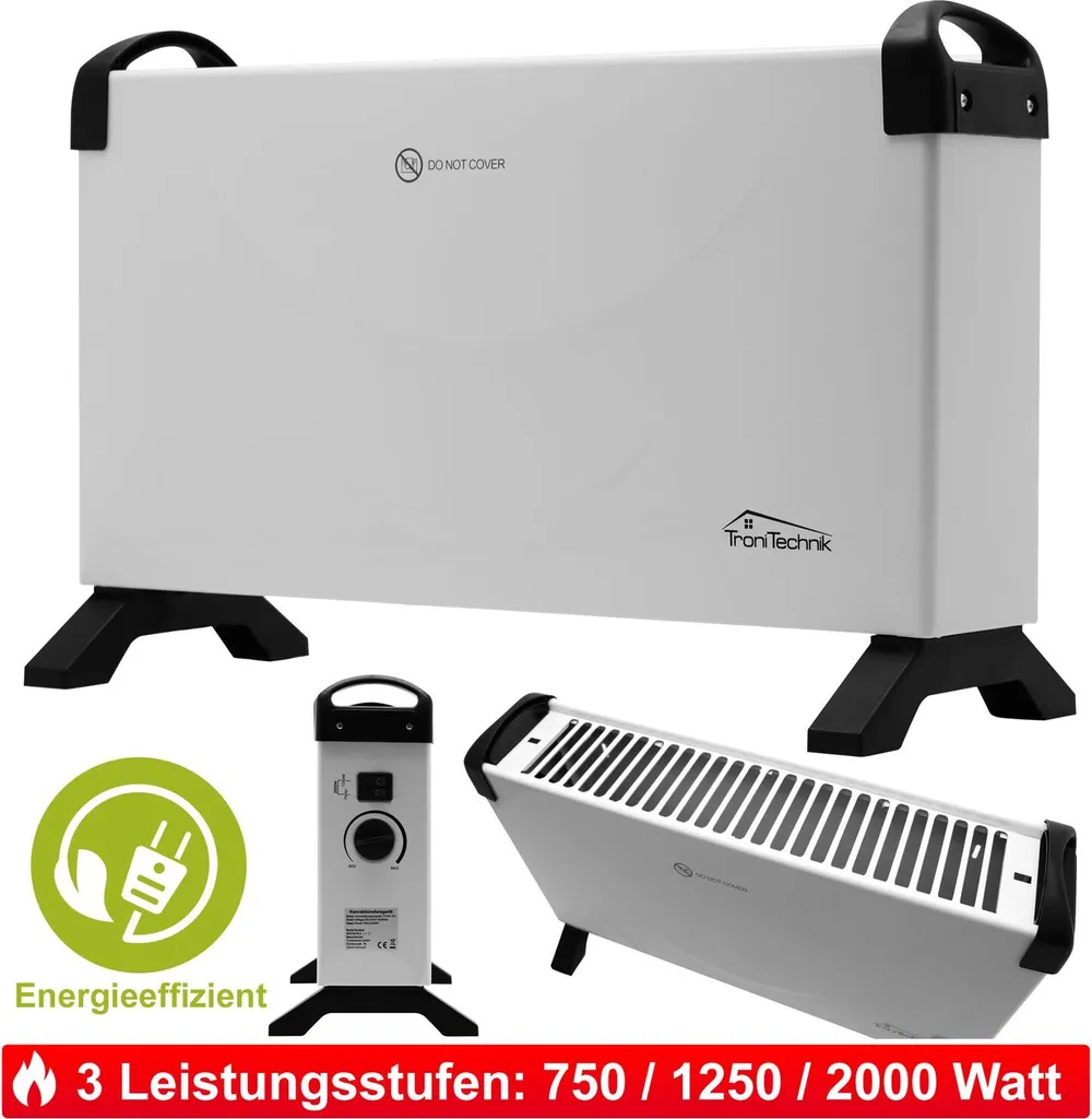 Tronitechnik KH-101 Heizgerät Konvektor Radiator Heizung Stufenlose Thermosteuerung (750W / 1.250W / 2.000W) 1 Tronitechnik KH-101 Heizgerät Konvektor Radiator Heizung Stufenlose Thermosteuerung (750W / 1.250W / 2.000W)