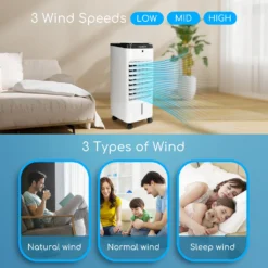 Aigostar 3,5L Mobiler Luftkühler 4-in-1 Mit 3 Stufen, LED Anzeige, Klima Ventilator Mit Fernbedienung, Mobiles Klimagerät Ohne Abluftschlauch Inkl. Timer & Oszillation Aircooler (Weiß/Schwarz) -Luft Wrame Haus Geschaft 566dd4acb761b1afb9fbdfd796a3441a