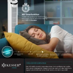 KESSER Turmventilator FERNBEDIENUNG Ventilator LED Display Standventilator Klimaanlage, Farbe:Weiß -Luft Wrame Haus Geschaft 588330a987836aa4dc56424dbc7b3cd8