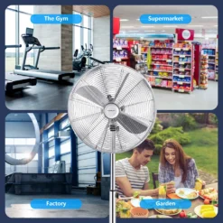 Aigostar Emery - Ventilator Standventilator Metall Mit Oszillation 90° Im Chrom -Design - Höhen Verstellbarer Standfuß Industriell Mechanisch Standlüfter 3 Geschwindigkeit 4 Blätter 60 Watt Silber -Luft Wrame Haus Geschaft 59f9b82105457108f326b4ac7f1894af