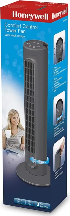 Honeywell HYF1101E4 Comfort Control Turmventilator, 55°-Oszillation, Timer, 3 Stufen, 36 Watt, Anthrazit -Luft Wrame Haus Geschaft 5a5fd8df47f8cc46ab046252e53528a5