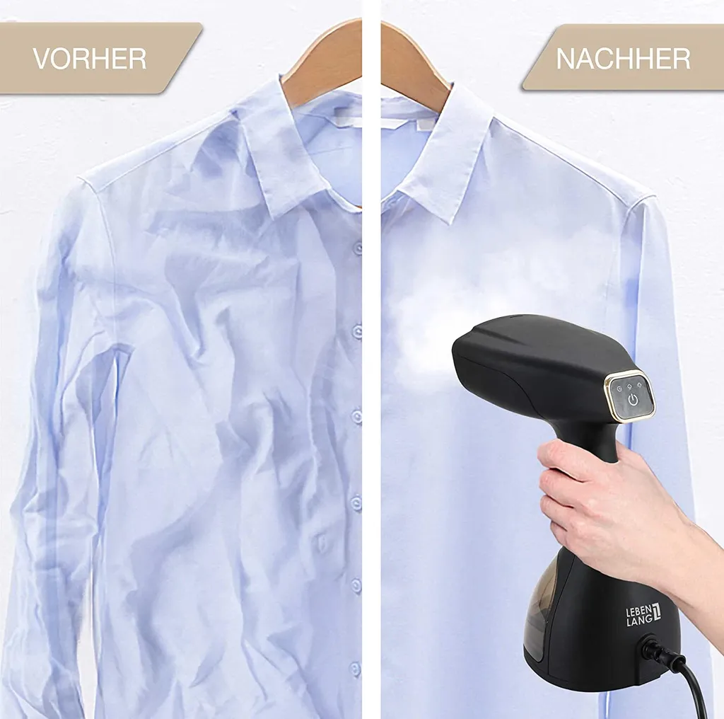 LEBENLANG Steamer Dampfglätter ( 1500W, 300ml, Quick & Go Automatik ) LCD Hand Dampfbürste Dampfglätter Kleidung & Hemden Bügeln - Dampfbügler Reise Bügeleisen Dampf Bügel - Steam Iron Bügelmaschine… Schwarz 4 LEBENLANG Steamer Dampfglätter ( 1500W, 300ml, Quick & Go Automatik ) LCD Hand Dampfbürste Dampfglätter Kleidung & Hemden Bügeln - Dampfbügler Reise Bügeleisen Dampf Bügel - Steam Iron Bügelmaschine… Schwarz – Bild 4