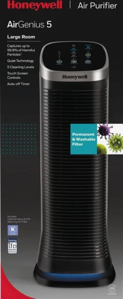 HONEYWELL AirGenius 5 Luftreiniger Schwarz (58 Watt, Raumgröße: 112 M3, IfD) -Luft Wrame Haus Geschaft 5b84c76989e7eb593130e98ef082faca