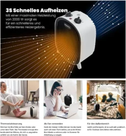 Pelonis 🔥 Heizlüfter, Energiesparend Klein 2000W Elektrische Heizung 2 Heizstufen & Gebläse-Modus, Kippschutz & Überhitzungsschutz Für Büro Wohnzimmer Schlafzimmer - Weiß -Luft Wrame Haus Geschaft 5c4b9a9a732b46ebba66a2ebd54662ae