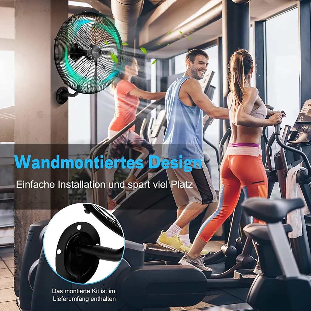 COSTWAY Φ56cm Wand-Ventilator Industriell, Oszillierend Ventilator 3 Stufen Für Lager, Treibhaus, Werkstatt, Terrasse Und Keller 4 COSTWAY Φ56cm Wand-Ventilator Industriell, Oszillierend Ventilator 3 Stufen Für Lager, Treibhaus, Werkstatt, Terrasse Und Keller – Bild 4