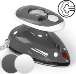Jago® Mini Bügeleisen - Grau, 260-420 W, Antihaft Bügelsohle, Wassertank 40 Ml, 100-240 V Netzspannung Umschaltbar, Mit/ohne Dampf - Dampfbügeleisen, Reisebügeleisen -Luft Wrame Haus Geschaft 5d5fa58a5ec200c8d47a693b2f7abfd1