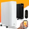 KESSER® Ölradiator 2500W Elektrische Heizung Heizkörper Elektroheizung Energiesparend Mit Display WiFi App & Fernbedienung Touchscreen - Mobil Öl Radiator 24h Timer, Thermostat & Überhitzungsschutz, Farbe:Weiß