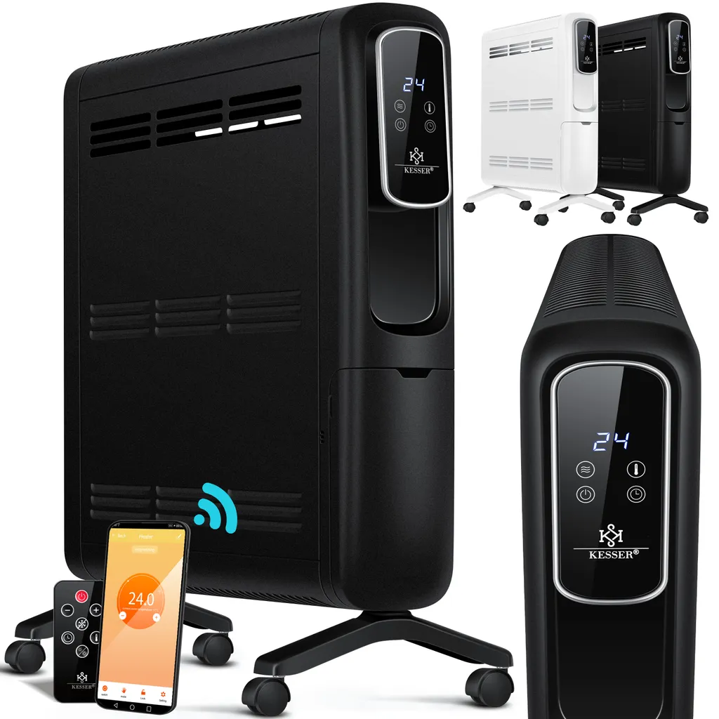 KESSER® Konvektor Elektrische Heizung ECO 2500W Heizkörper Elektroheizung Standheizung Energiesparend Display WiFi App & Fernbedienung Touchscreen - Mobil Radiator 24h Timer Thermostat, Farbe:Weiß 2 KESSER® Konvektor Elektrische Heizung ECO 2500W Heizkörper Elektroheizung Standheizung Energiesparend Display WiFi App & Fernbedienung Touchscreen - Mobil Radiator 24h Timer Thermostat, Farbe:Weiß – Bild 2