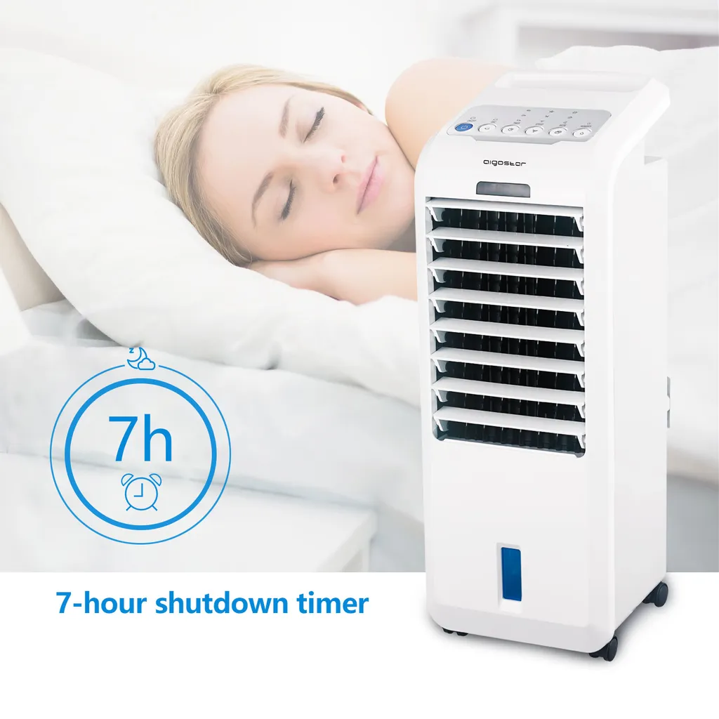 Aigostar Koud - Luftkühler, Mobile Klimaanlage, Leise, Ventilator Mit Fernbedienung, 55W, 5L, 3 Geschwindigkeitsstufen, Klimagerät Ohne Abluftschlauch, Aircooler 3 In 1, Verdunstungskühlung, 7H Timer 4 Aigostar Koud - Luftkühler, Mobile Klimaanlage, Leise, Ventilator Mit Fernbedienung, 55W, 5L, 3 Geschwindigkeitsstufen, Klimagerät Ohne Abluftschlauch, Aircooler 3 In 1, Verdunstungskühlung, 7H Timer – Bild 4