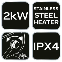 NEO TOOLS Industrie-Elektroheizgerät Aus Edelstahl (2 KW - IPX4) -Luft Wrame Haus Geschaft 64ed97d7979a8772faa52d141873c1e7