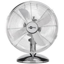 Goobay Retro Tischventilator Mit 3 Leistungsstufen, 40cm Durchmesser (12 Zoll) - Neigbar, Schwenkbar, Super Leise - Verchromt
