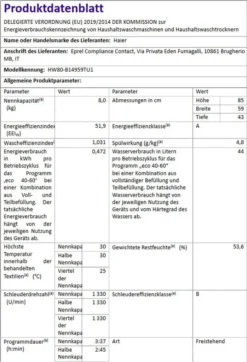 Waschmaschine Frontlader 8kg XL HOn App Haier HW80-B14959TU1 -Luft Wrame Haus Geschaft 6789909d291a494b9651cdb4462f00ce