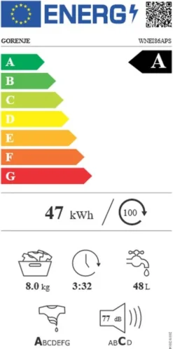 Gorenje WNEI 86 APS Waschmaschine Mit Dampffunktion - 8 Kg - 1600 U/min - 16 Programme - Inverter Motor - Edelstahltrommel - AquaStop - Kindersicherung - Trommelreinigung - Weiß -Luft Wrame Haus Geschaft 680986a81ee3ebe1baf77245a5f1b689