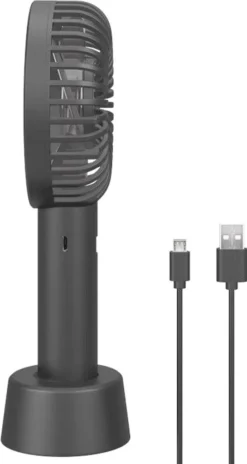 Goobay Tragbarer Handventilator Mit Standfuß - Geräuschlos, Wiederaufladbar - Mit Akku (2000mAh) Und Ladekabel, Schwarz -Luft Wrame Haus Geschaft 684ae11b7c7ee5602fad529b82ba39da