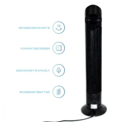 JAP Quebec Oszillierender Leise Turmventilator - 3 Geschwindigkeitsstufen - Drehend - Säulenventilator Mit Timer - Weiß -Luft Wrame Haus Geschaft 68dabd768936241d17c8ffd81a36c1a1