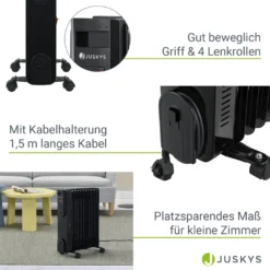 Juskys Elektroheizung Ölradiator 2500 Watt - Heizung Elektrisch Mit 3 Stufen, Thermostat, 12 H-Timer & Überhitzungsschutz - Radiator Schwarz 20 Juskys Elektroheizung Ölradiator 2500 Watt - Heizung Elektrisch Mit 3 Stufen, Thermostat, 12 H-Timer & Überhitzungsschutz - Radiator Schwarz -Luft Wrame Haus Geschaft 69a96ce4715124352610f1ae2e2fc133