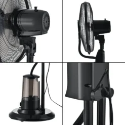 Nebelventilator 75W Mit Wassernebel Mit 3 Geschwindigkeitsstufen Standventilator Ventilator Bodenventilator Luftkühler Oszillierend Schwarz -Luft Wrame Haus Geschaft 69ceb9effd97bae7fe1d095f13d1772a