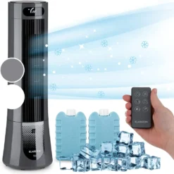 Klarstein Mobiles Klimagerät Ohne Abluftschlauch - Luftkühler Mit Wasser Ventilator Luftbefeuchter Lufreiniger Funktion - 7L Wassertank - Air Cooler Klimaanlage Mobil Mit Fernbedienung - Schwarz