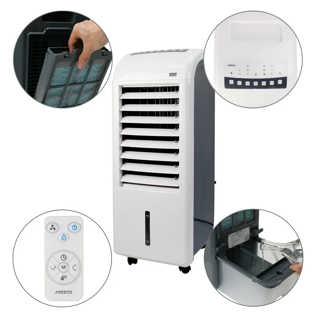 AREBOS, 4in1 Aircooler Luftkühler, Luftreiniger, Luftbefeuchter, Ventilator, Mobile Klimaanlage, 4,5L 12 AREBOS, 4in1 Aircooler Luftkühler, Luftreiniger, Luftbefeuchter, Ventilator, Mobile Klimaanlage, 4,5L – Bild 12