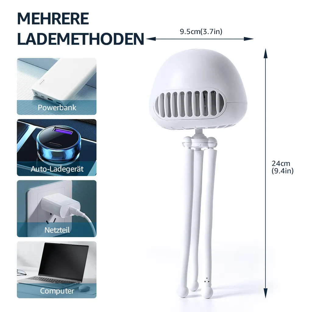 CMYBABEE Kinderwagen Ventilator, Tragbarer Blattloser Ventilator, 3-Gang-Optionen, Wiederaufladbarer, USB Ventilator, Für Kinderwagen, Schreibtisch, Zelt Und Reise, Handheld Ventilator-Weiß 3 CMYBABEE Kinderwagen Ventilator, Tragbarer Blattloser Ventilator, 3-Gang-Optionen, Wiederaufladbarer, USB Ventilator, Für Kinderwagen, Schreibtisch, Zelt Und Reise, Handheld Ventilator-Weiß – Bild 3