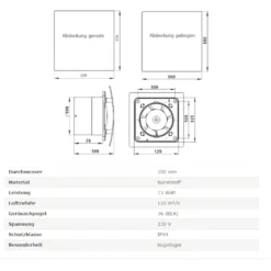 Wohnraumlüfter Lüfter Deckenlüfter Ventilator Badventilator Badlüfter Kugellager Rückstauklappe Ø 100 Mm Zugschalter Hochglanz Weiß -Luft Wrame Haus Geschaft 6c96d000b23ea0ff8803760f9f260e0d