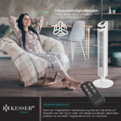 KESSER Turmventilator FERNBEDIENUNG Ventilator LED Display Standventilator Klimaanlage, Farbe:Weiß -Luft Wrame Haus Geschaft 6ca3786bb1bcbf098d1616ddc00366cb