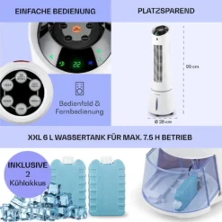 Klarstein Mobiles Klimagerät Ohne Abluftschlauch - Luftkühler Mit Wasser Ventilator Luftbefeuchter Luftreiniger Funktion - 6L Wassertank - Air Cooler Klimaanlage Mobil Mit Fernbedienung - Weiß -Luft Wrame Haus Geschaft 6e182ac3af8ce948c50a62ffa6276278