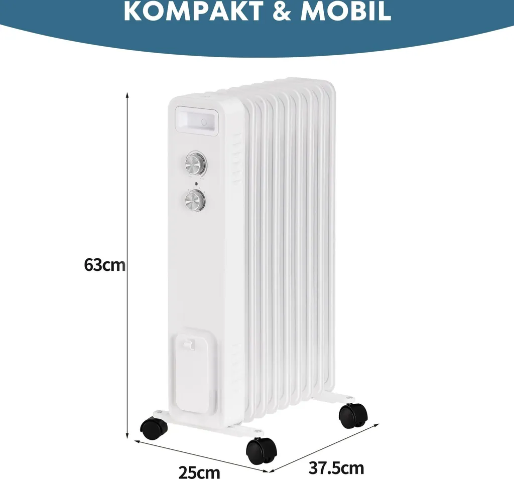 STAHLMANN Ölradiator ZR201 Weiss – Elektroheizung Energiesparend Bis 50 Qm Fläche – Heizung Elektrisch Mit Thermostat Und 3 Heizstufen – Elektrisches Heizgerät, Electric Heater, Watt:2000W 5 STAHLMANN Ölradiator ZR201 Weiss – Elektroheizung Energiesparend Bis 50 Qm Fläche – Heizung Elektrisch Mit Thermostat Und 3 Heizstufen – Elektrisches Heizgerät, Electric Heater, Watt:2000W – Bild 5