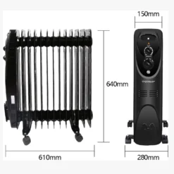 Aigostar Ölradiator Energiesparend 2500W Elektrische Heizung Mobile Ölgefüllter Elektro Heizkörper, Radiator 13 Rippen, 3 Heizstufen, Thermostat Überhitzungsschutz, Schwarz -Luft Wrame Haus Geschaft 73cd96c6fafc44286225421f1ea3919d