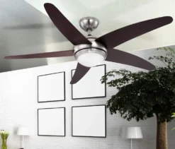 Globo Lighting VENTILATOR Metall Nickel Matt, MDF Wenge, Glas Opal, Fernbedienung, Batterie Inkludiert 2x AAA,, Max. Motorleistung 55W, Optimale Raumnutzung 30m², Abkühlung, Aufheizen, Geschwindigkeitsstufen 80/95/170 RPM, ø: 1320mm, H: 372mm, Exkl. 1x E14 60W 230V 25 Globo Lighting VENTILATOR Metall Nickel Matt, MDF Wenge, Glas Opal, Fernbedienung, Batterie Inkludiert 2x AAA,, Max. Motorleistung 55W, Optimale Raumnutzung 30m², Abkühlung, Aufheizen, Geschwindigkeitsstufen 80/95/170 RPM, ø: 1320mm, H: 372mm, Exkl. 1x E14 60W 230V -Luft Wrame Haus Geschaft 73d9238ba17e111791d40d1e81901ec5