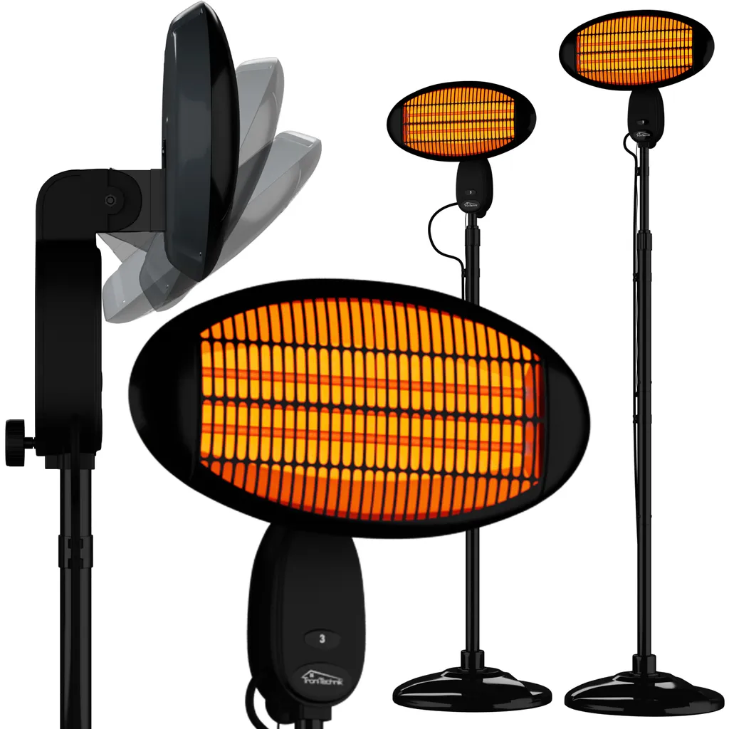 TroniTechnik Quartz-Heizstrahler Mit 3 Stufen, Verstellbarer Teleskopstange Und Kopf 7 TroniTechnik Quartz-Heizstrahler Mit 3 Stufen, Verstellbarer Teleskopstange Und Kopf – Bild 7