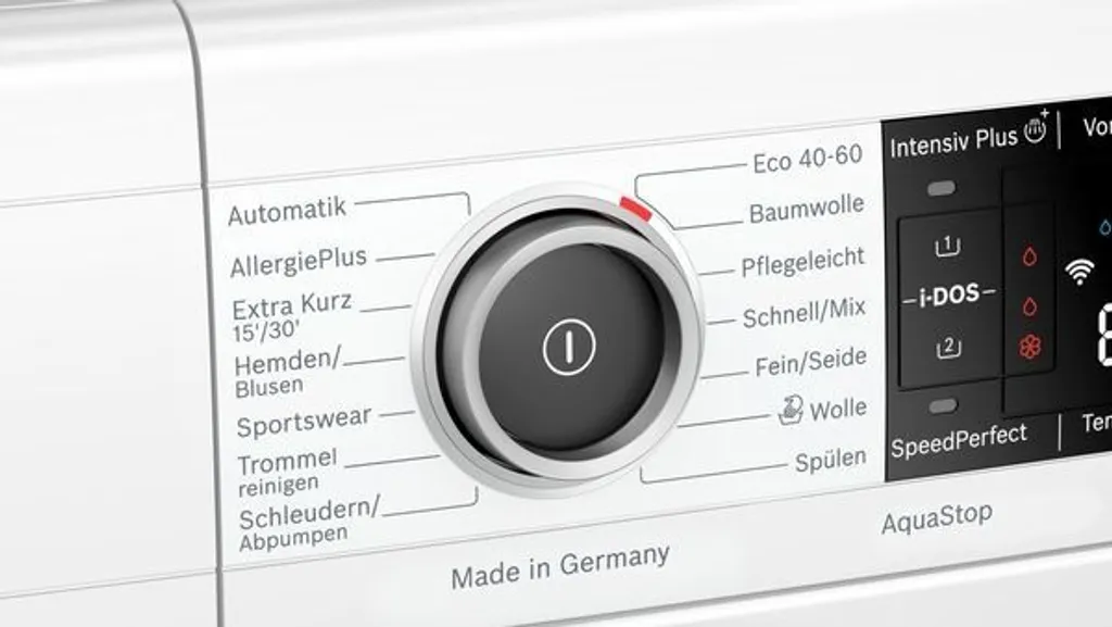 Bosch WAV28K43 Serie 8 Waschmaschine Frontlader / A / 48 KWh/100 Waschzyklen / 1400 UpM / 9 Kg / Weiß / I-Dos / 4D Wash System / Automatik-Programme / Home Connect 9 Bosch WAV28K43 Serie 8 Waschmaschine Frontlader / A / 48 KWh/100 Waschzyklen / 1400 UpM / 9 Kg / Weiß / I-Dos / 4D Wash System / Automatik-Programme / Home Connect – Bild 9