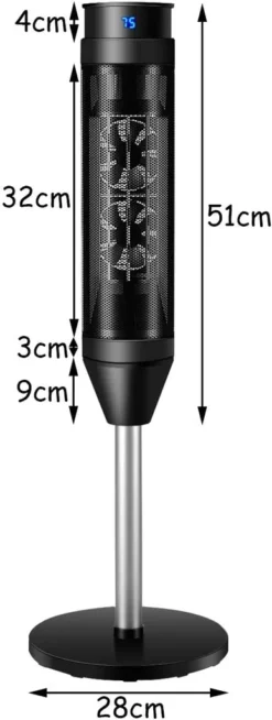COSTWAY Heizlüfter, 1,2KW/2KW, Elektroheizung, Heizgerät Mit Thermostat & 3 Modi, 40° Oszillation, 10 - 49℃, Schnellerhitzung, Inkl. 8H Timer, LED, 28x28x85cm, Schwarz 15 COSTWAY Heizlüfter, 1,2KW/2KW, Elektroheizung, Heizgerät Mit Thermostat & 3 Modi, 40° Oszillation, 10 - 49℃, Schnellerhitzung, Inkl. 8H Timer, LED, 28x28x85cm, Schwarz -Luft Wrame Haus Geschaft 7670c3a231edb8b9162b07f6421a4904