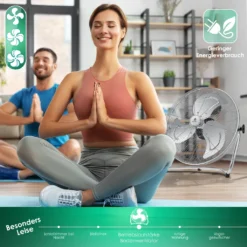 KESSER® Windmaschine Retro Stil | Ventilator In Chrom | Standventilator | Tischventilator Bodenventilator | 3-Stufen | Robuster Stand | Stufenlos Neigbarer Ventilatorkopf | Chrom Silber, Größe:Ø 30cm -Luft Wrame Haus Geschaft 77d55169d24f5f9a3689292ae7e5f93c