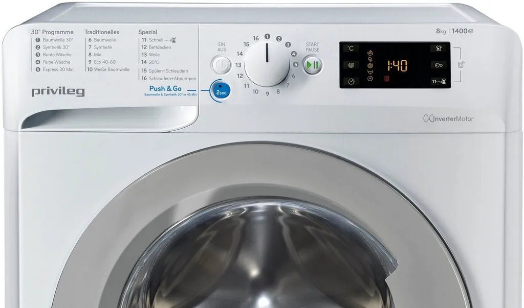 Privileg PWF X 853 N Freistehende Waschmaschine, Frontlader, Weiß, , Schleuder, 1400 U/min, 8 Kg Fassungsvermögen, 54 KWh/100 Zyklen, 48 Liter/Zyklus, Inverter-Motor, 59,5 Cm Breite, Startzeitvorwahl, Wasserauslaufschutz 3 Privileg PWF X 853 N Freistehende Waschmaschine, Frontlader, Weiß, , Schleuder, 1400 U/min, 8 Kg Fassungsvermögen, 54 KWh/100 Zyklen, 48 Liter/Zyklus, Inverter-Motor, 59,5 Cm Breite, Startzeitvorwahl, Wasserauslaufschutz – Bild 3